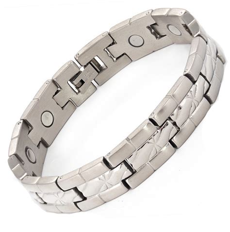 Magnetic Therapy Bracelet Stainless Steel Silver Executive