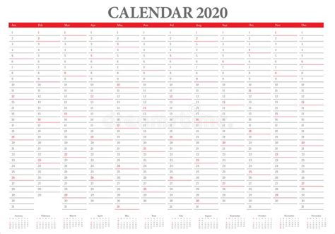 2020年台历矢量图插图 向量例证. 插画 包括有 新建, 计划, 设计, 可打印, 向量, 日历, 干净 - 173809056