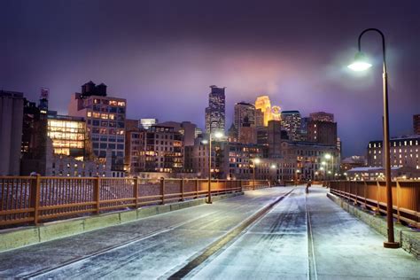 Minneapolis Skyline Twilight By Wanderingtheworld Minnesota Winter