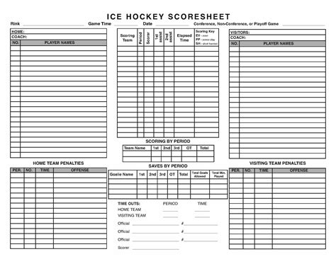 Score Sheet For Hockey 2020