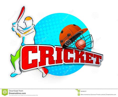Cricket Sports Concept With Batsman Ball And Helmet Stock