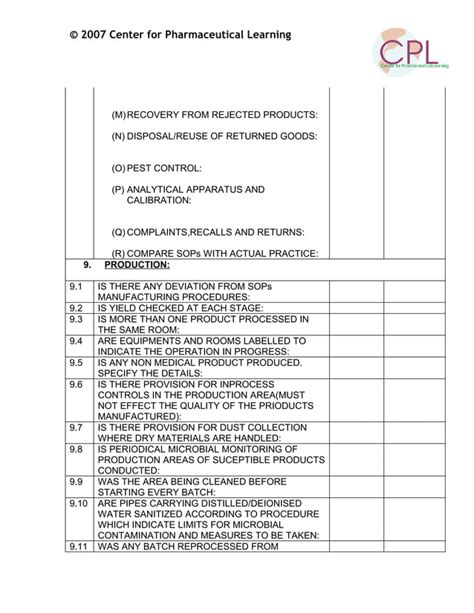 Gmp Checklist