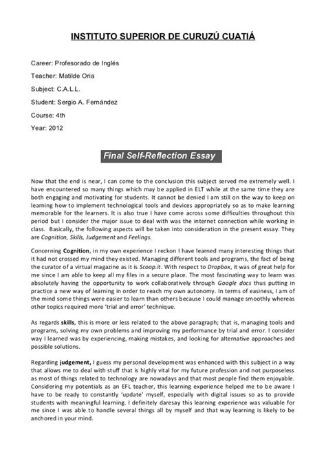 This is a reflective essay, which means you can speculate. 002 Reflection Essay Writing Reflective Essays Write Best ...