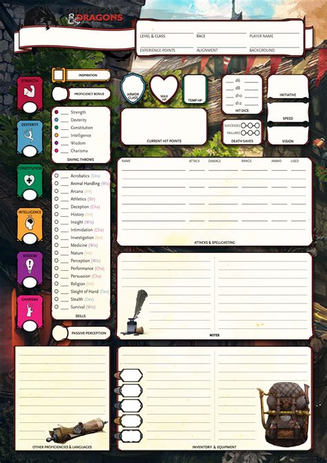Form Fillable Character Sheets 5th Edition Printable Forms Free Online