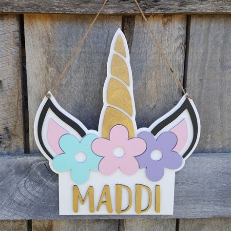 Unicorn Name Sign Kids Name Sign Personalized Sign Etsy