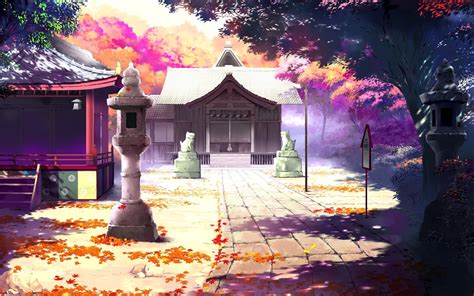 Wallpaper Beautiful Anime Scenery Houses Autumn