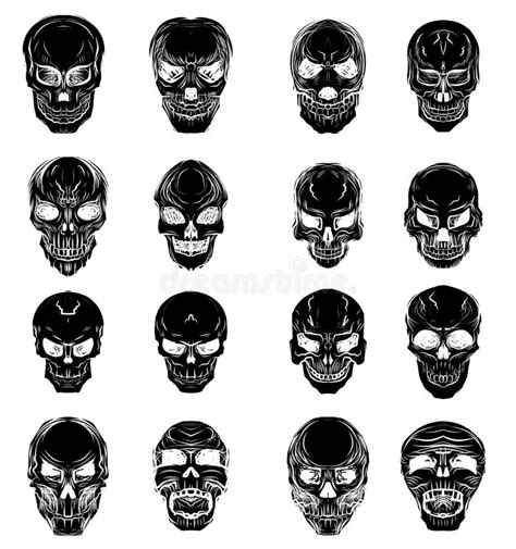 Hand Drawn Skull Vector Setsticker Skull Tattoosketch Style Skull