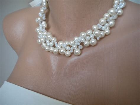 Wedding Pearl Necklace Brides Pearl Jewelrybridesmaids