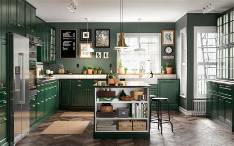 A green, fresh and traditional BODBYN kitchen | Green kitchen cabinets ...