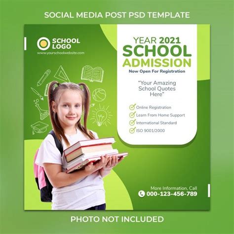 School Social Media Post Or Square Web Banner Template In 2021 Social