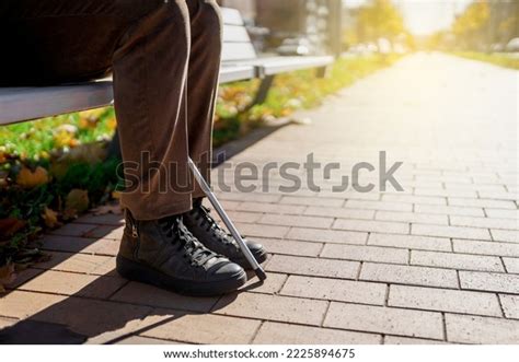 Closeup Blind Man Walking Stick Sits Stock Photo 2225894675 Shutterstock