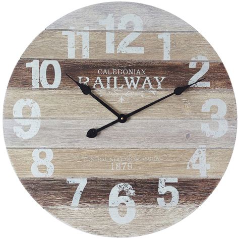 Buy qukueoy 12 inch silent round wooden wall clock rustic country style, battery operated, vintage farmhouse wall decor for living room, kitchen, bedroom, office: Laurel Foundry Modern Farmhouse Oversized Wall Clock | Wayfair