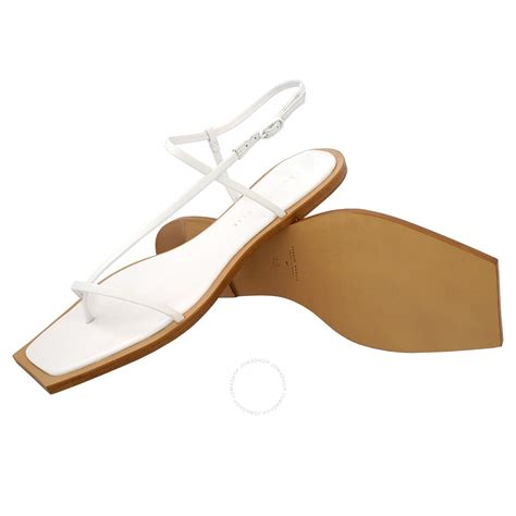 Studio Amelia Ladies White Filament Strappy Leather Flat Sandals Brand