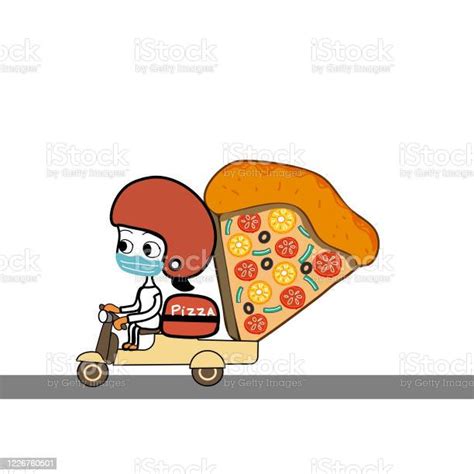 Cute Pizza Delivery Girl Vector Stock Illustration Download Image Now Adult Adults Only