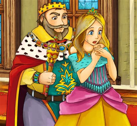 Cartoon Fairy Tale Scene With King And Queen Stock Illustration