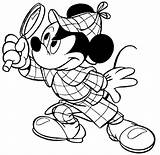 Coloring Detective Mickey Mouse Disney Cartoon Printable Sketch Spy Coloringkids Minnie Characters Credit Larger Pixar sketch template