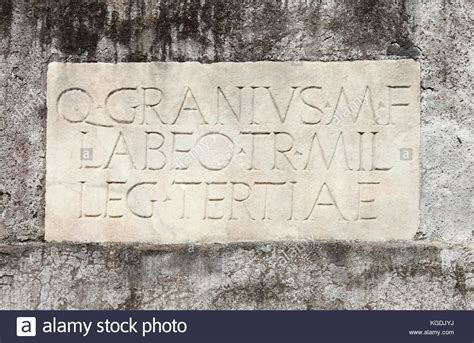 Ancient Latin Inscription In The Appian Way Of Rome Italy Stock Photo