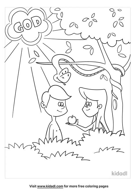 Free Adam And Eve With God Coloring Page Coloring Page Printables