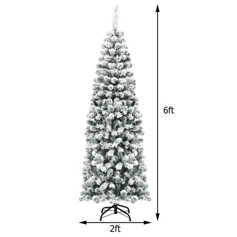 6 Feet Unlit Hinged Snow Flocked Artificial Pencil Christmas Tree With