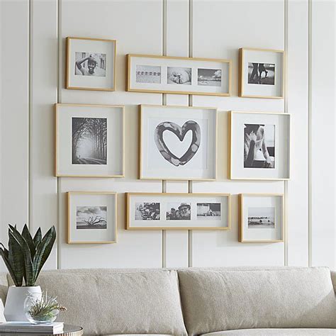 Brushed Brass Picture Frame Gallery Set Of 9 Frames On Wall Gallery