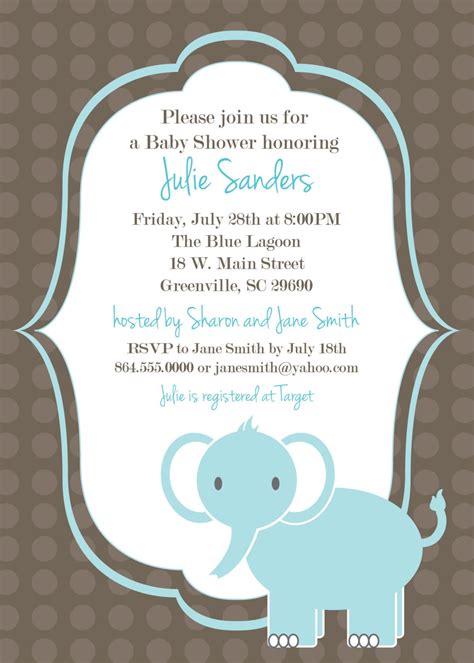 Elephant Baby Shower Invitation Templates Elephant Baby Shower