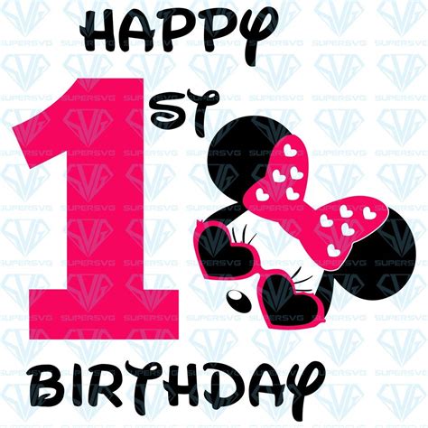 Minnie Mouse Happy 1st Birthday Girl Svg Files For Silhouette Files For
