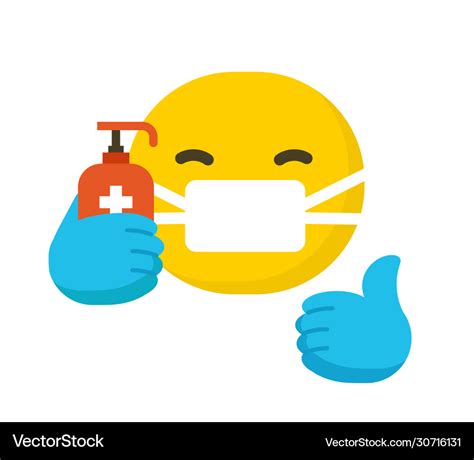 Emoticon Wearing Surgical Protective Mask Emoji Vector Image