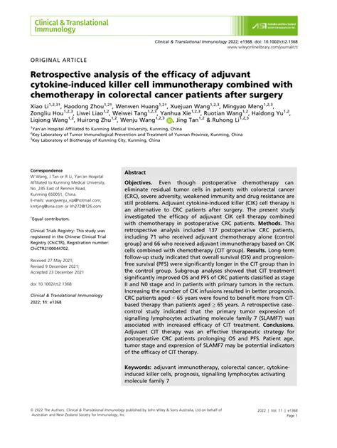 Pdf Retrospective Analysis Of The Efficacy Of Adjuvant Cytokine