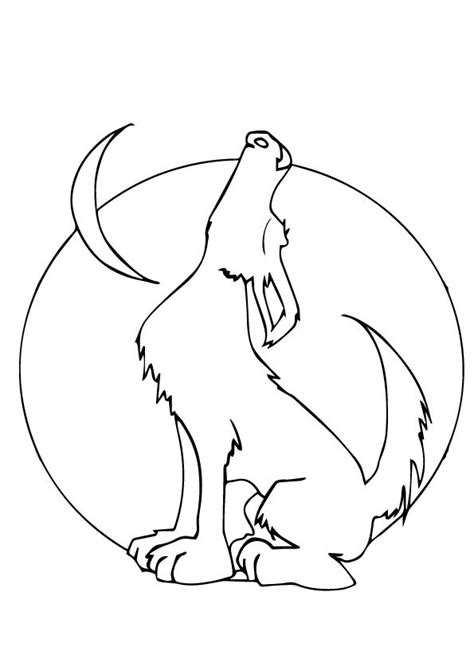 Free And Printable Howling Wolf Moon Coloring Picture Assignment Sheets