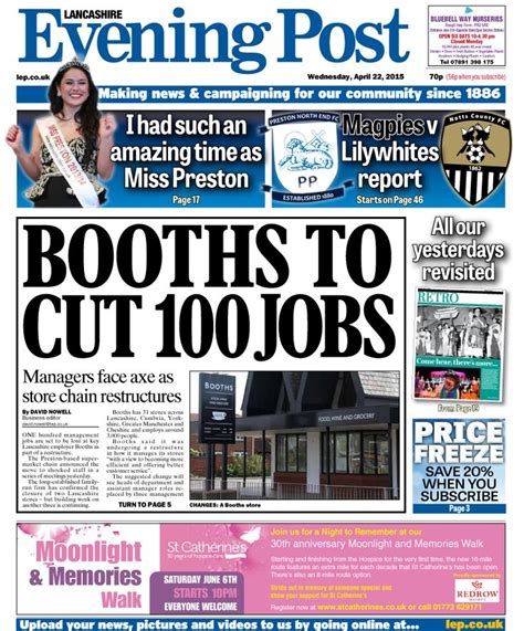 pin on lancashire evening post front pages
