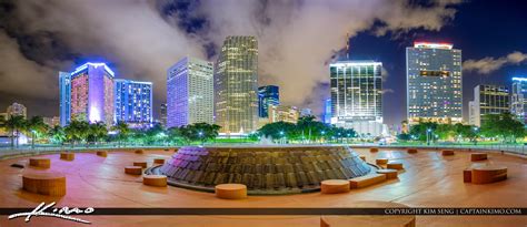 Bayfront Park Amphitheatre Downtown Miami Skyline Panorama Hdr