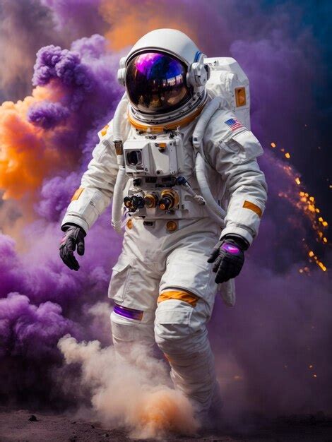 Premium Ai Image Astronaut In Space Colorful Backgroung