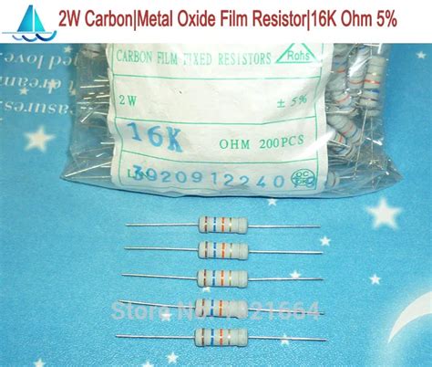 200pcslot 16k Ohm 2w Watt 5 Carbon Metal Oxide Film Resistor
