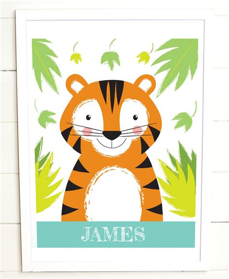 Personalised Tiger Nursery Print Etsy Nursery Prints Nursery Art