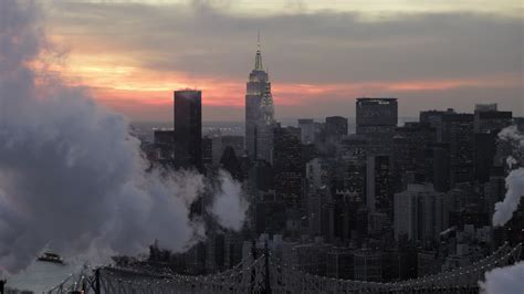 48k Stock Footage Aerial Video Of Midtown Smoke Stacks And Skyscrapers