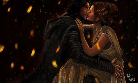 A Painting Of A Couple Kissing In The Rain With Lights Coming From Them