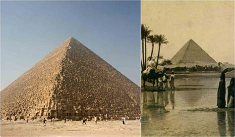 the great pyramid of giza was once covered in highly polished white limestone before it was