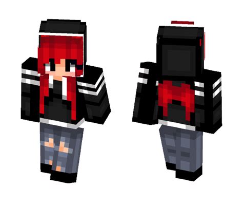 Download Dark Girl W Red Hairandwings Minecraft Skin For