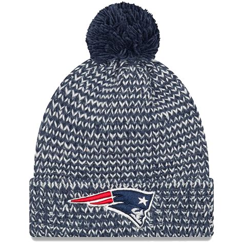 New Era New England Patriots Womens Navy Frosty Cuff Pom Knit Hat