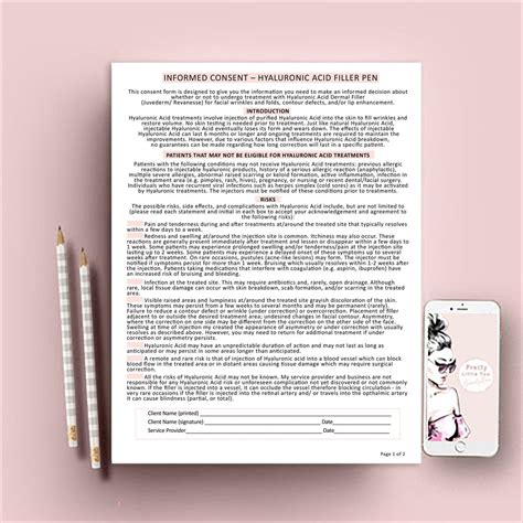 Hyaluronic Acid Pen Consent Form Shesbackatit Printable Spa Salon And Esthetician Client Forms