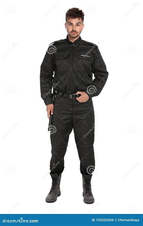 Male Security Guard In Uniform On White Stock Photo Image Of Protect