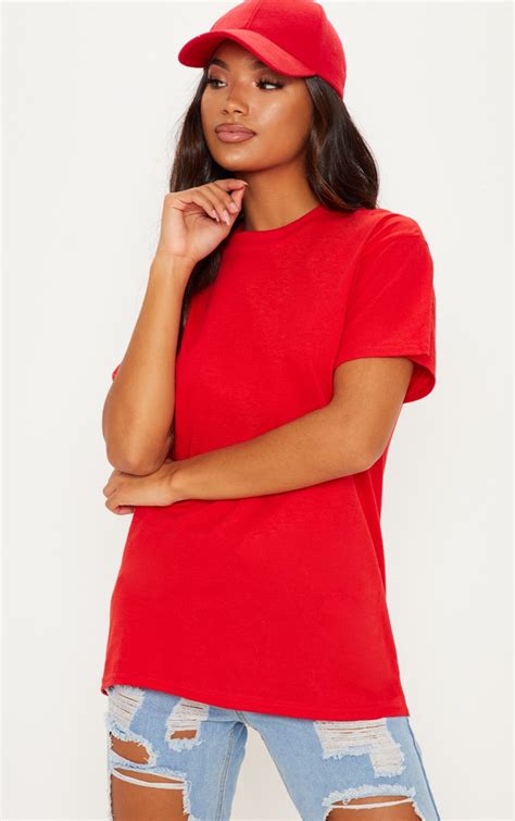 ultimate red oversized t shirt tops prettylittlething