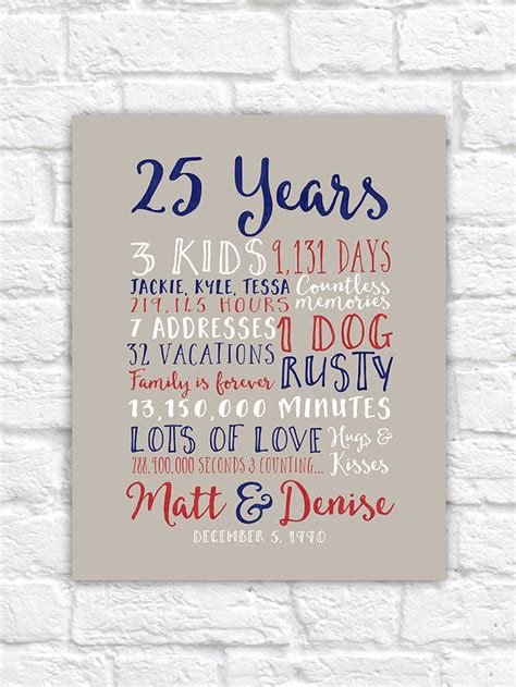 Celebrating a silver wedding anniversary is a fantastic celebration and a great achievement for we also have a wide selection of 25th anniversary gifts for parents! 25th Wedding Anniversary Gift Paper Canvas Twenty Fifth 10