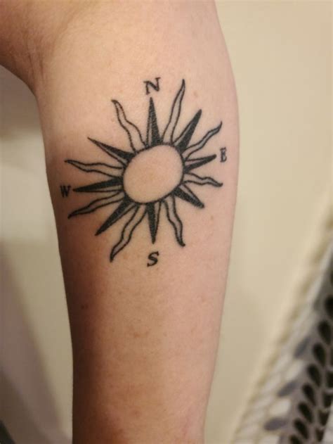 Sun Compass Tattoo Tattoos Compass Tattoo Leaf Tattoos