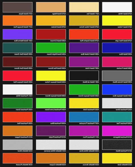 Paint Color Chart For Cars Paint Color Ideas