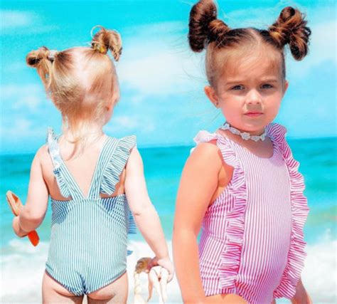 2018 New Summer One Piece Bikini Striped Kids Baby Girls Ruffles