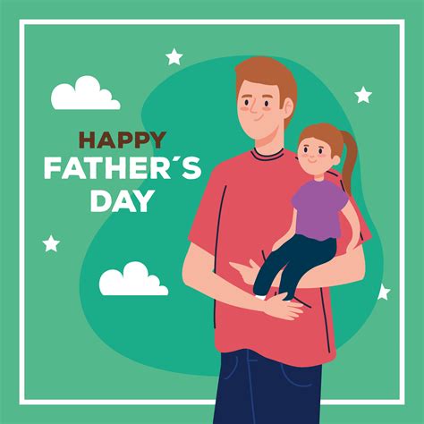 happy fathers day greeting card with dad carrying his daughter 2031758 vector art at vecteezy