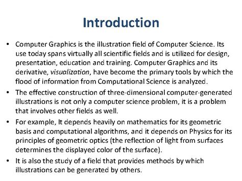 Computer Graphics Introduction To Computer Graphics And Graphics