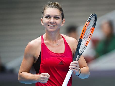 1981) is a romanian tennis player, the current world no. Simona Halep in red Adidas outfit, similar to no brand red ...