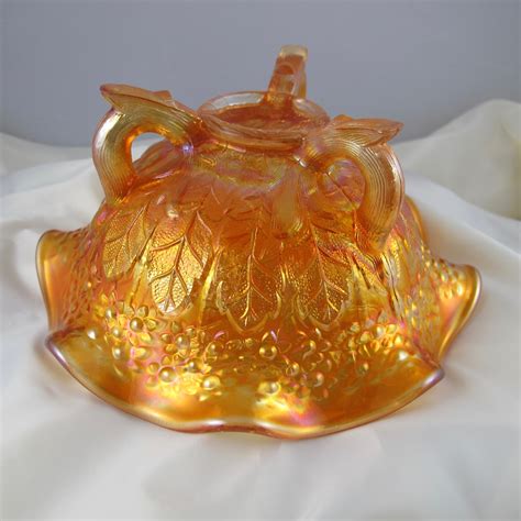 Fenton Marigold Lions Fenton’s Flowers Carnival Glass Ruffled Bowl Carnival Glass